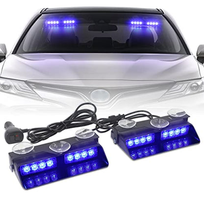 2 in 1 Dash Strobe Lights Front/Rear 16 LED Windshield Lights