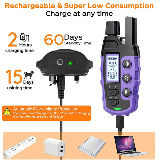 3300Ft Dog Training Collar - Adjustable Nylon Strap, Electric Shock, Vibration & Sound Modes, Rechargeable, 360ft Range, Suitable for Small to Large Dogs (5-150lbs) with Remote Control - OMOTOR