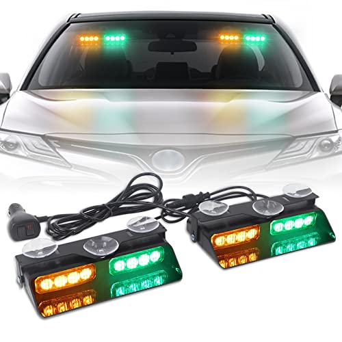 2 in 1 Dash Strobe Lights Front/Rear 16 LED Windshield Lights