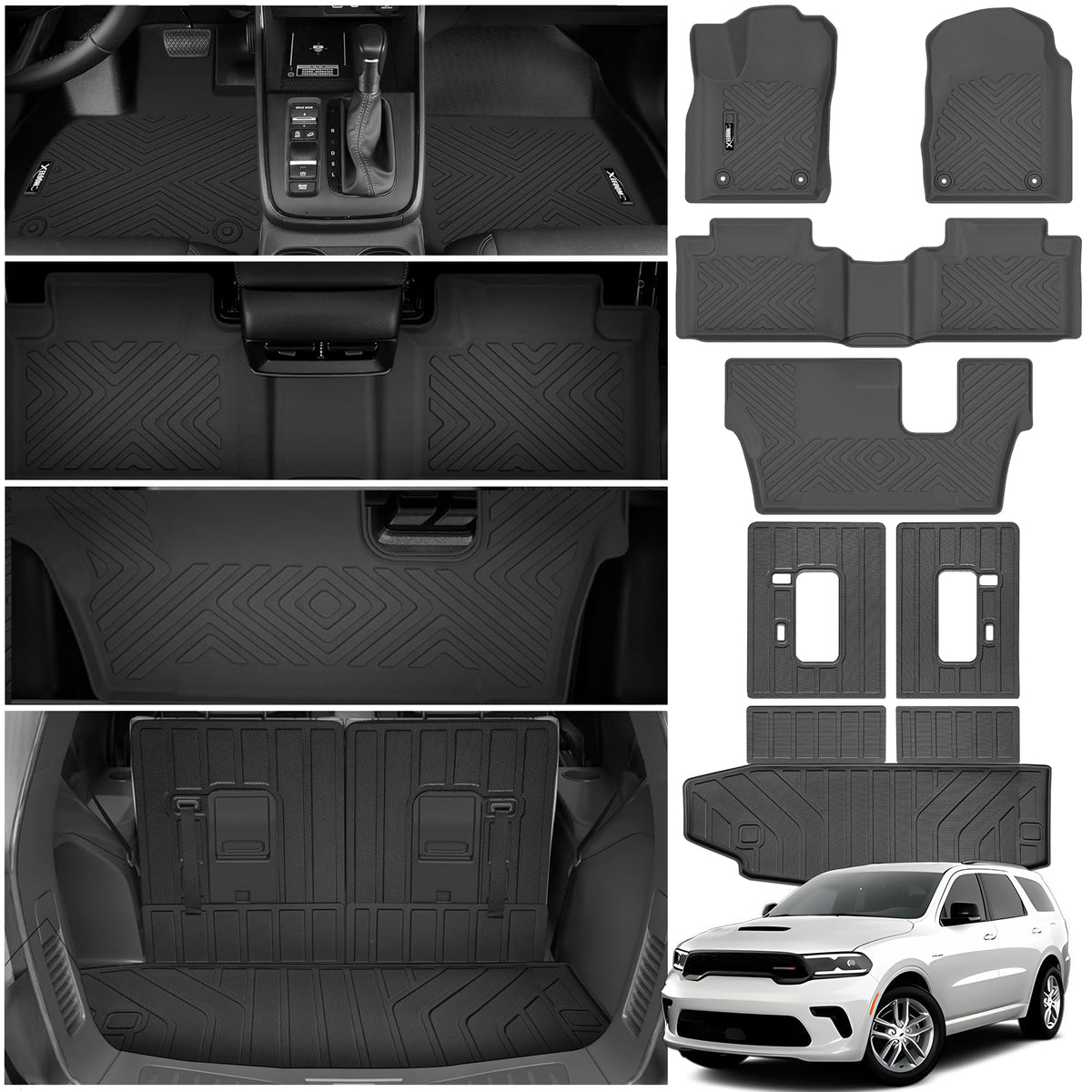 Compatible with 2016-2025 Dodge Durango 7 Seats Floor Mats Cargo Compatible with 2016-2025 Dodge Durango 7 Seats Floor Mats Cargo