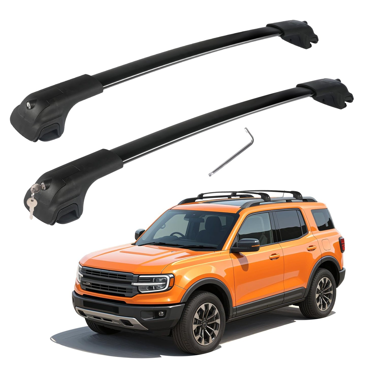 220lb Lockable Roof Rack Cross Bars Compatible with Ford Bronco Sport Base & Bigbend & Outer Banks & Badlands & First Edition 2021 - 2025
