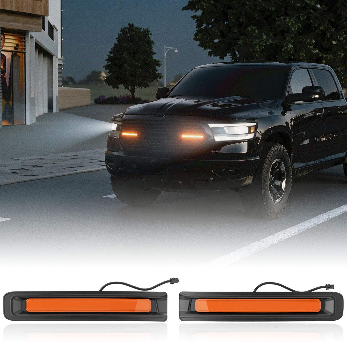 LED Front Grille Lights Compatible with 2019-2024 Dodge RAM 1500 Big Horn/Tradesman/Laramie