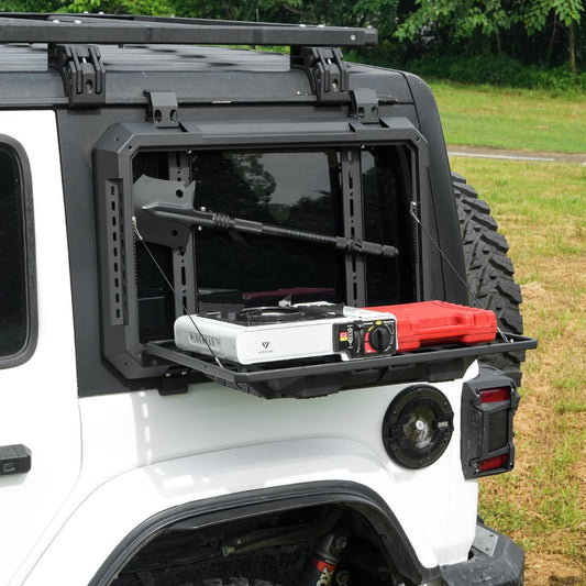Foldable Rear Window Storage Table Molle Panel Flank Kit for Jeep Wrangler JL 2018-2026  4 Doors