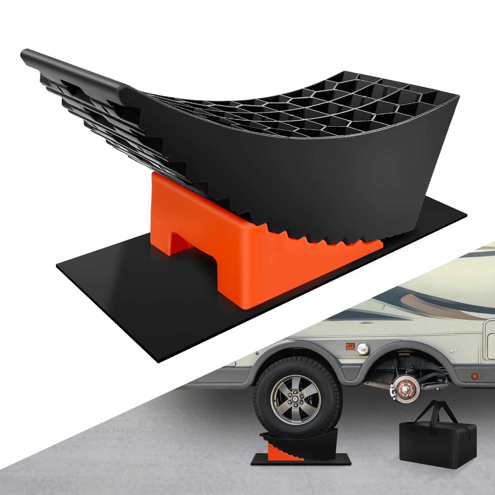 Car Tire Change Ramp 6.3" Tire Lift Curved Leveling Block Fits Dual Axle Travel Trailer RV Camper