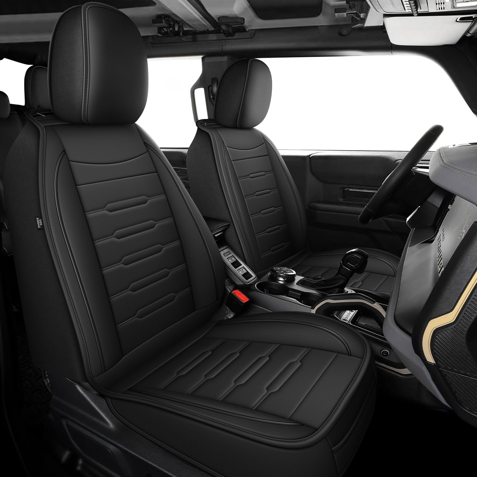 Seat Covers Protector with Backrest and Armrest for Ford Bronco Accessories 2021-2025 4-Door (Black) - OMOTOR