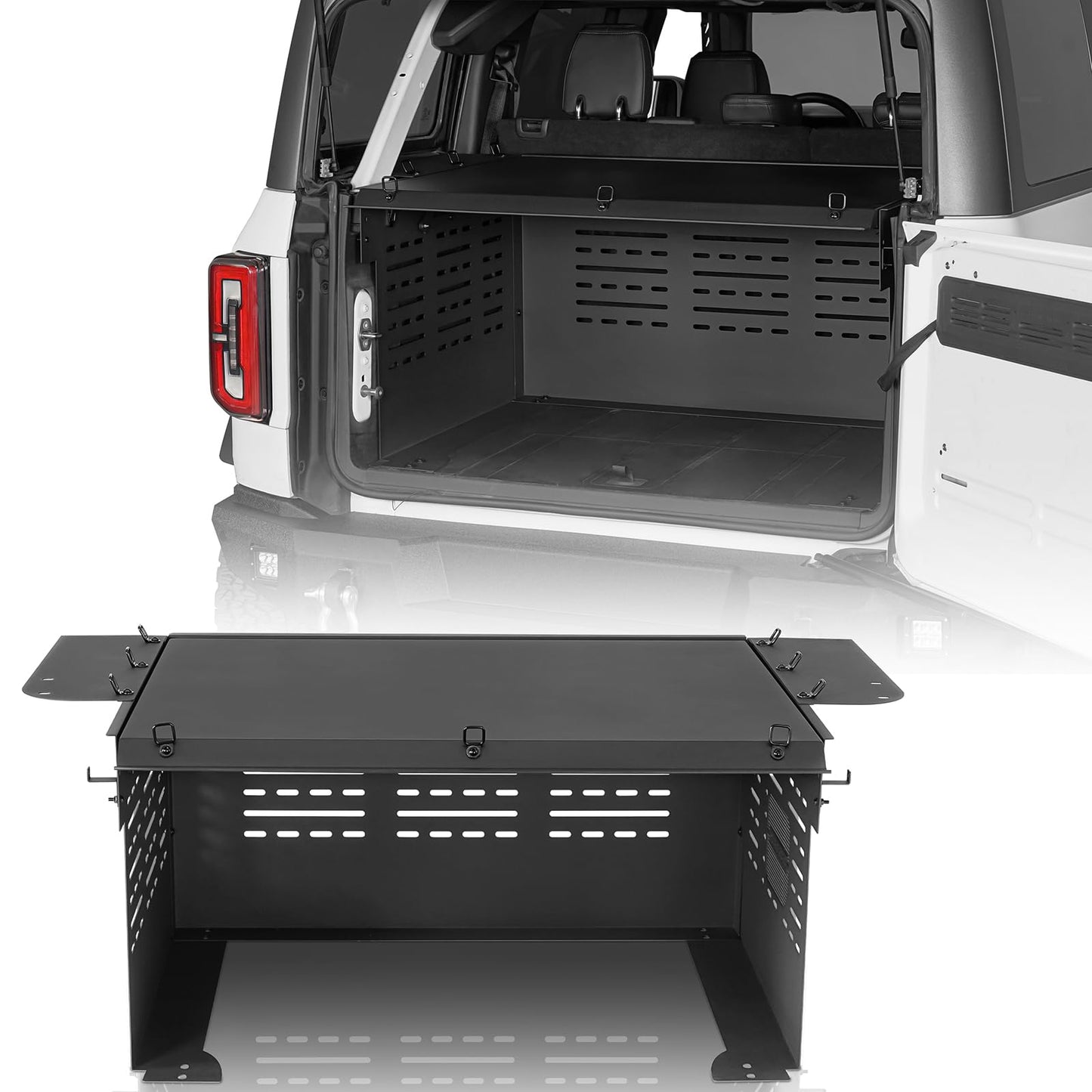 Rear Cargo Rack Trunk Security Deck Enclosure Luggage Storage for 2021-2026 Ford Bronco 4-Door Hardtop (Exclude Bronco Sport & Rapot)