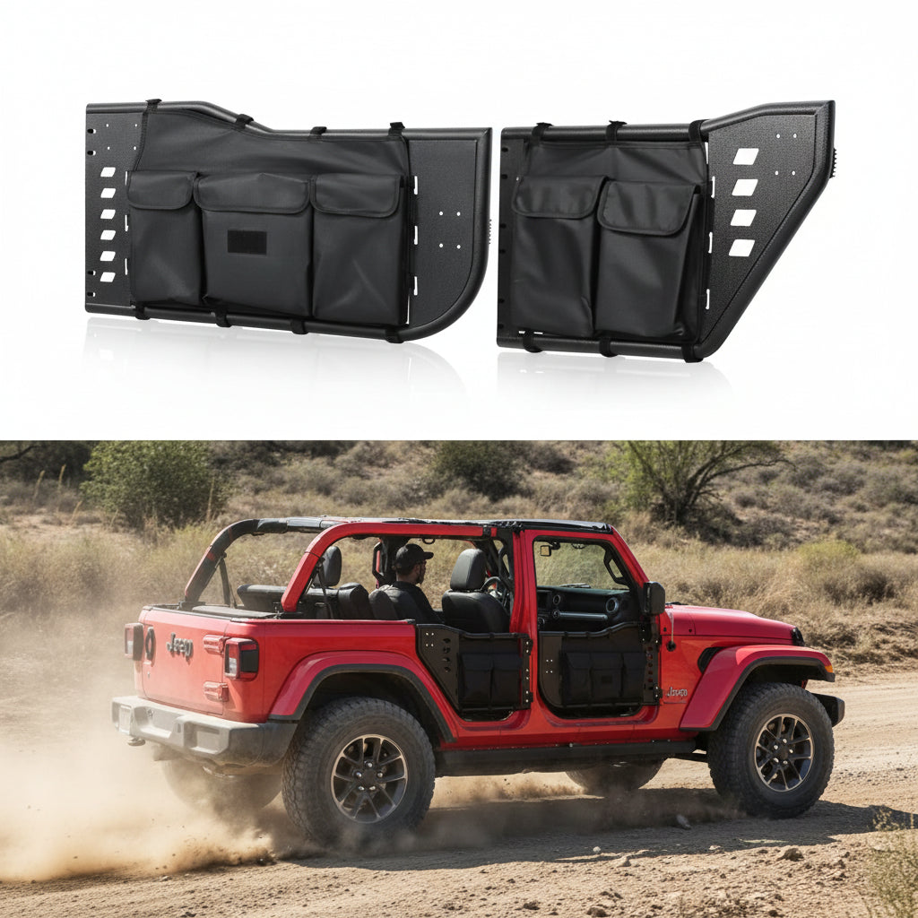 4PCS Tube Half Doors with Storage Bag Fit for Jeep Wrangler JL Unlimited Gladiator JT 2018~2026 4-Door (excludeJK&2Door Models)