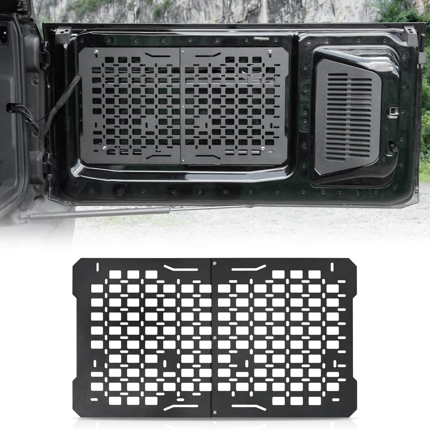 Steel Tailgate Storage Panel Tailgate Molle Panel with 3 Storage Bags for Ford Bronco 2021-2026 2/4 Doors