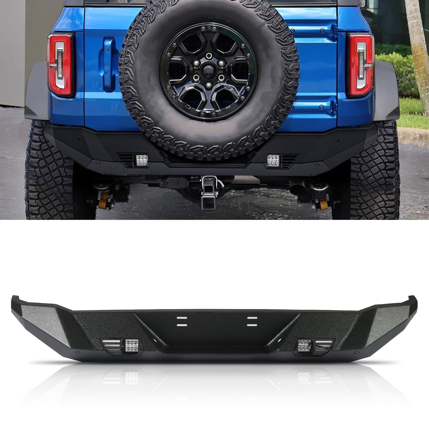 Off Road Front/ Rear  Bumper Compatible with Ford Bronco 2021 - 2025 (Not for Bronco Sport) with 4 Lights