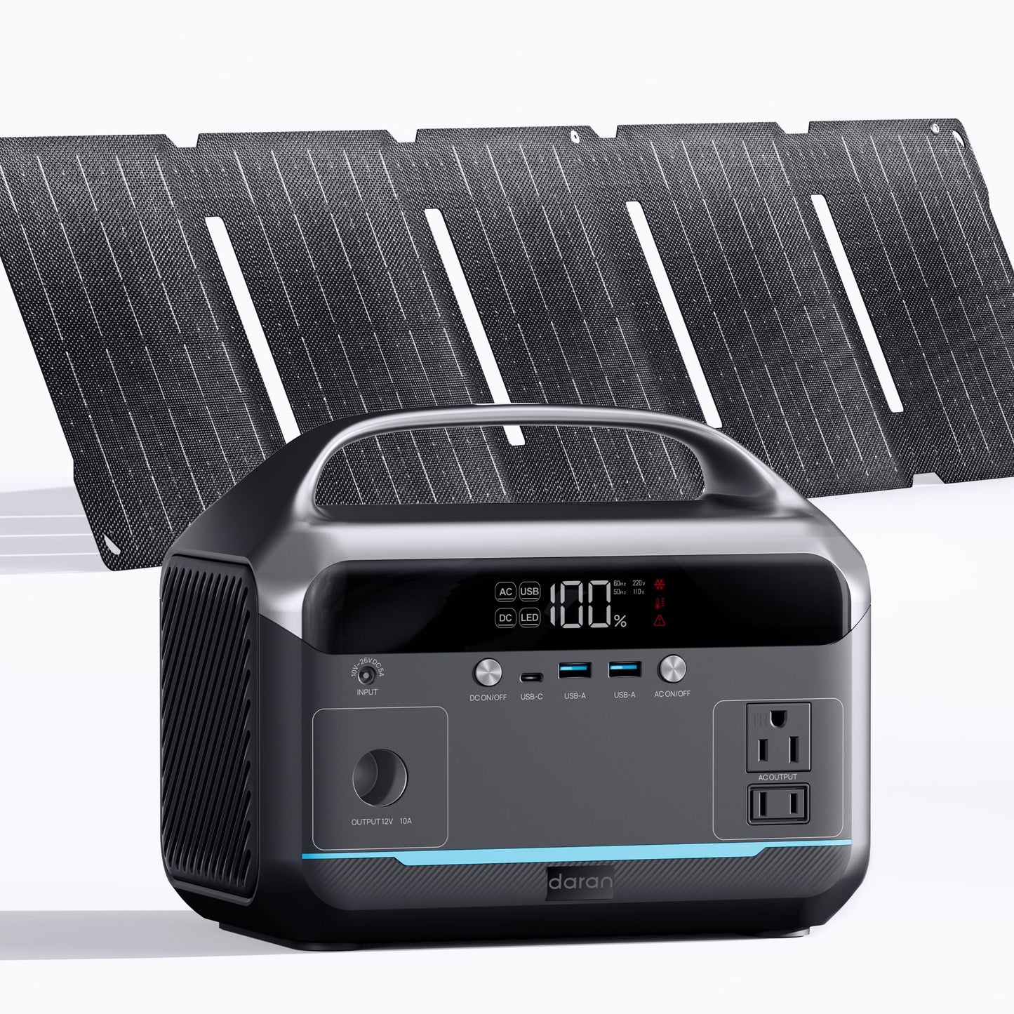 Portable Solar Generator with 2 AC Outlets – Power Bank Perfect for Camping, Emergency, Off-Grid, Travel, and Outdoor Use