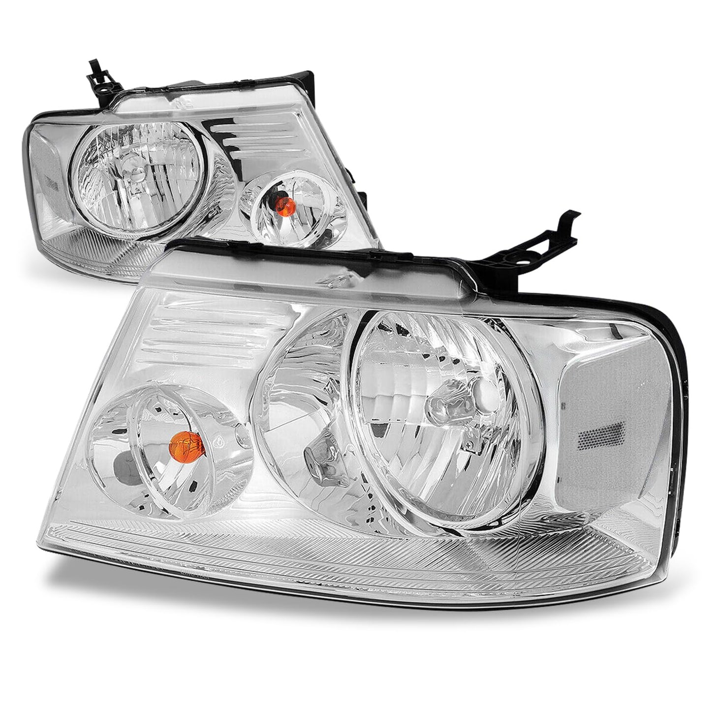 Headlight Assembly Compatible With 2004-2008 Ford F150 04-08 04 05 06 07 08 Ford F150 Head Lamp Assembly Driver And Passenger Side (Black Housing Clear Reflector) - OMOTOR