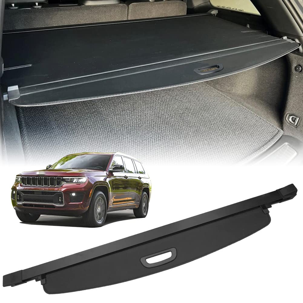 Retractable Rear Storage Tonneau Cargo Cover Luggage Security Shield Shade Compatible with All-New 2022-2026 Jeep Grand Cherokee(2 Row; WL) 4XE