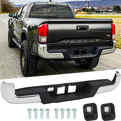 Rear Steel Step Bumper Assembly for 2016-2023 Toyota Tacoma without Park Sensor Holes
