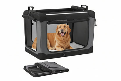 Dog Crate, Collapsible Soft Travel Crate for Large Dogs (3 Year Warranty), Indoor & Outdoor Portable Pet Kennel with Chew-Proof Mesh Window (Dark Gray, 36" L x 25" W x 25" H) ﻿