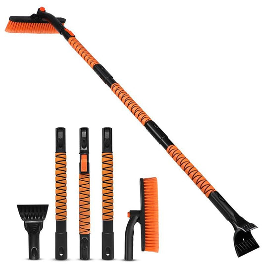 63" Extendable Snow Brush & Ice Scraper with 360° Pivoting Head for Car Windshield, Roof & SUVs Trucks