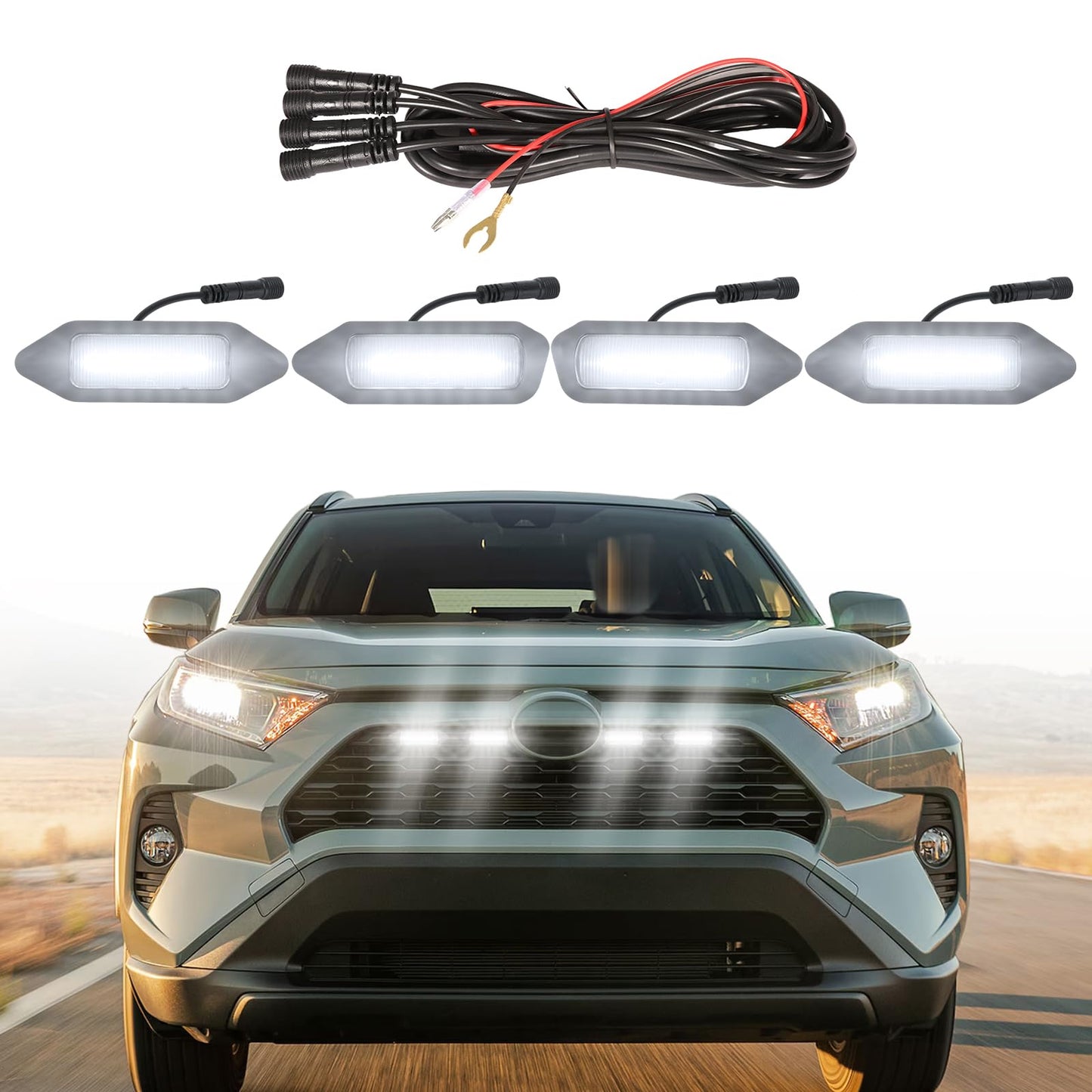 Front Grill Lights for 2019-2024 Toyota RAV4 Hybrid LE SE XLE XSE Limited