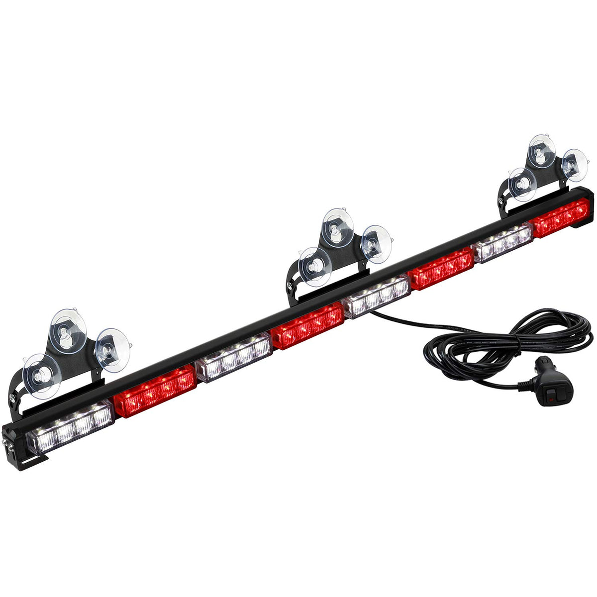 Traffic Advisor Emergency Strobe Light Bar 35Inch 32LED 21 Flash Patterns Directional Safety Warning Lights with Cigar Lighter on Trucks Police Cars Construction Vehicles