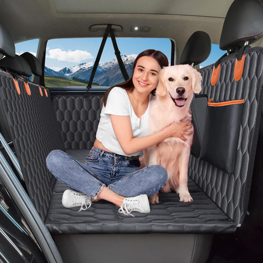 Back Seat Extender for Dogs-Supports 330lb,Waterproof Dog Car Seat Cover Hard Bottom-Detachable,600D Heavy Duty Scratch Proof Nonslip Durable Soft,Dog Hammock for Car,SUVs