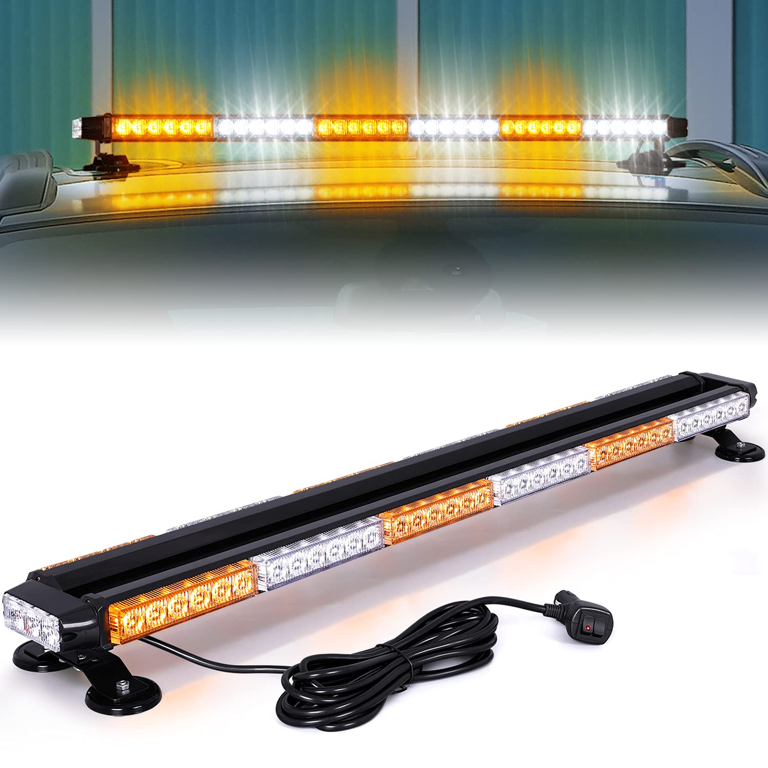 Aluminum Double Side LED Strobe Light Bar 37.5'' 78 LED High  for Safety Construction Plow Truck Vehicles