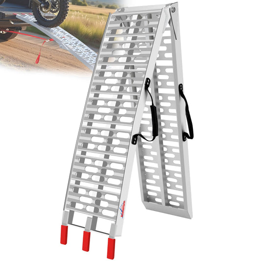 7.5FT Aluminum Motorcycle Ramp, 750 lbs Capacity for ATV, Motorcycle, Lawn Mower, Dirt Bike, Load Straps Included, 1 PC