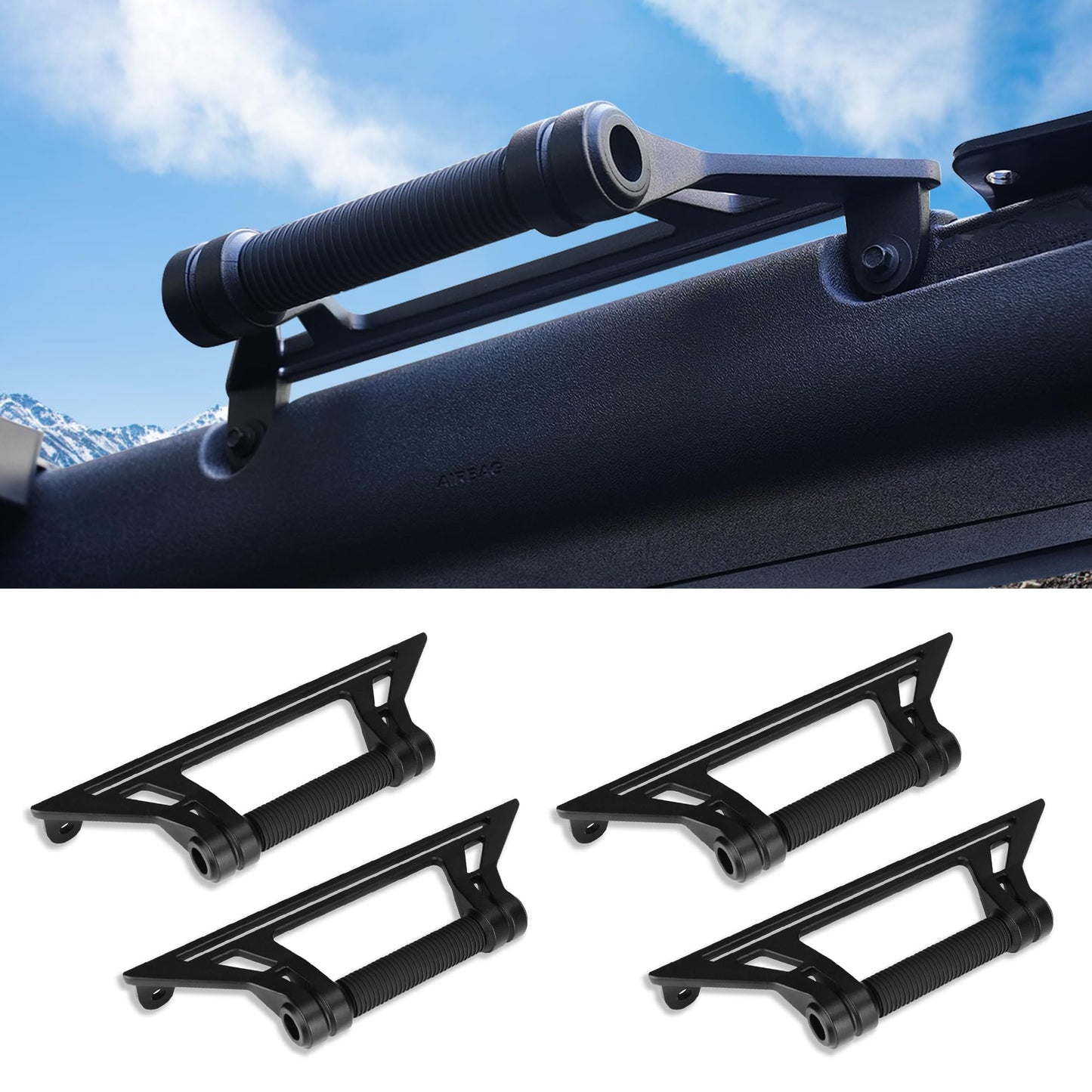 2 Pcs Aluminum Alloy Roll Bar Grab Handles Compatible with Ford Bronco 2021-2025+ Soft & Hard Top