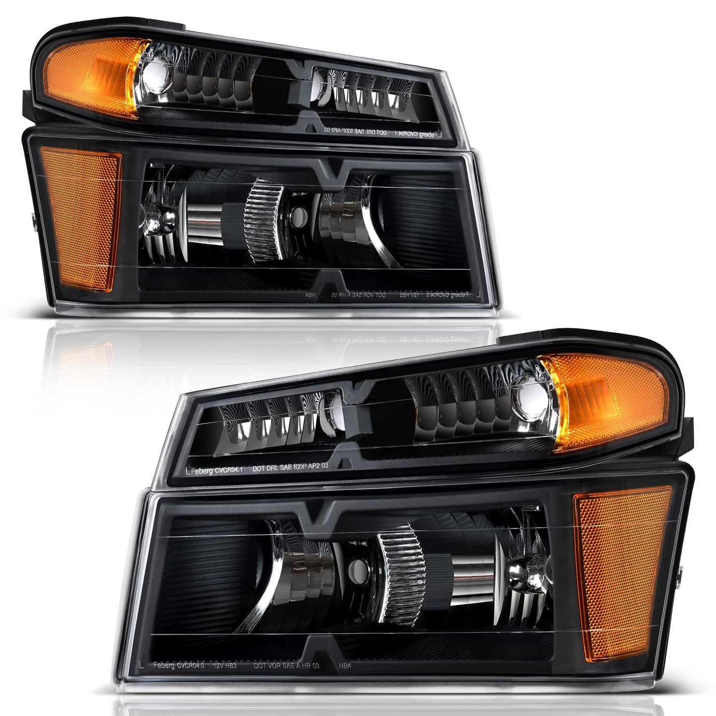 Headlights Assembly Compatible with 2004-2012 Chevy Colorado GMC Canyon, 2006-2008 Isuzu i-Series Replacement  (Left + Right Side)