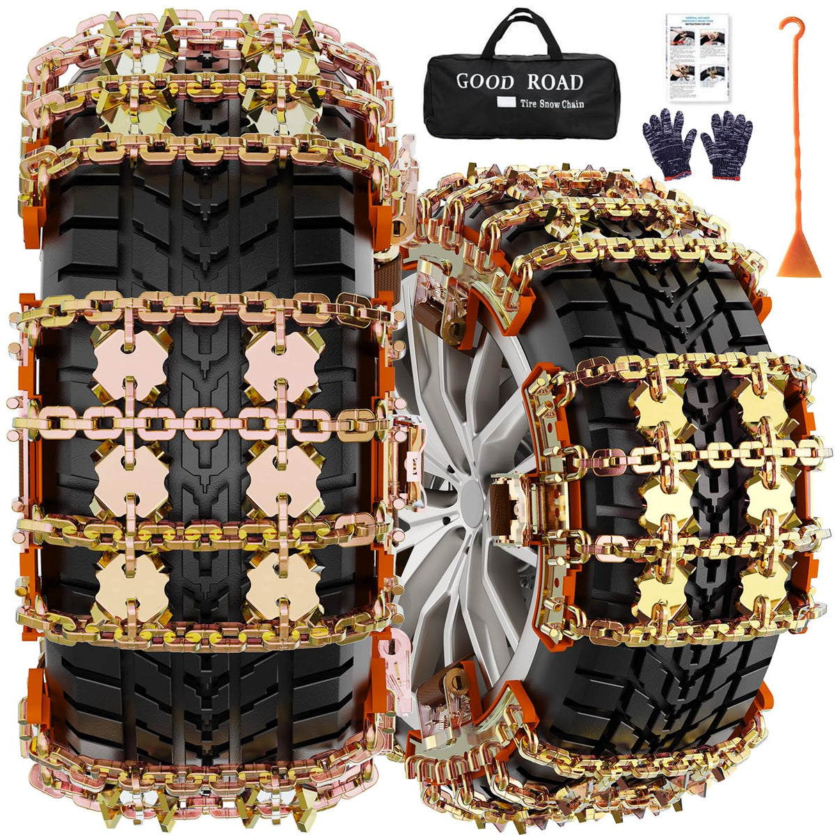 6 Pack Thickened Snow Chains For Truck SUV in Snow, Ice, Sand and Mud (175-265)