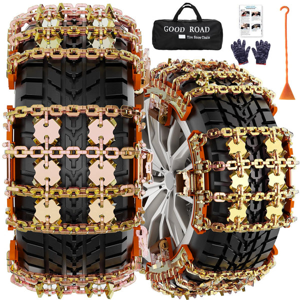6 Pack Thickened Snow Chains For Truck SUV in Snow, Ice, Sand and Mud (175-265)