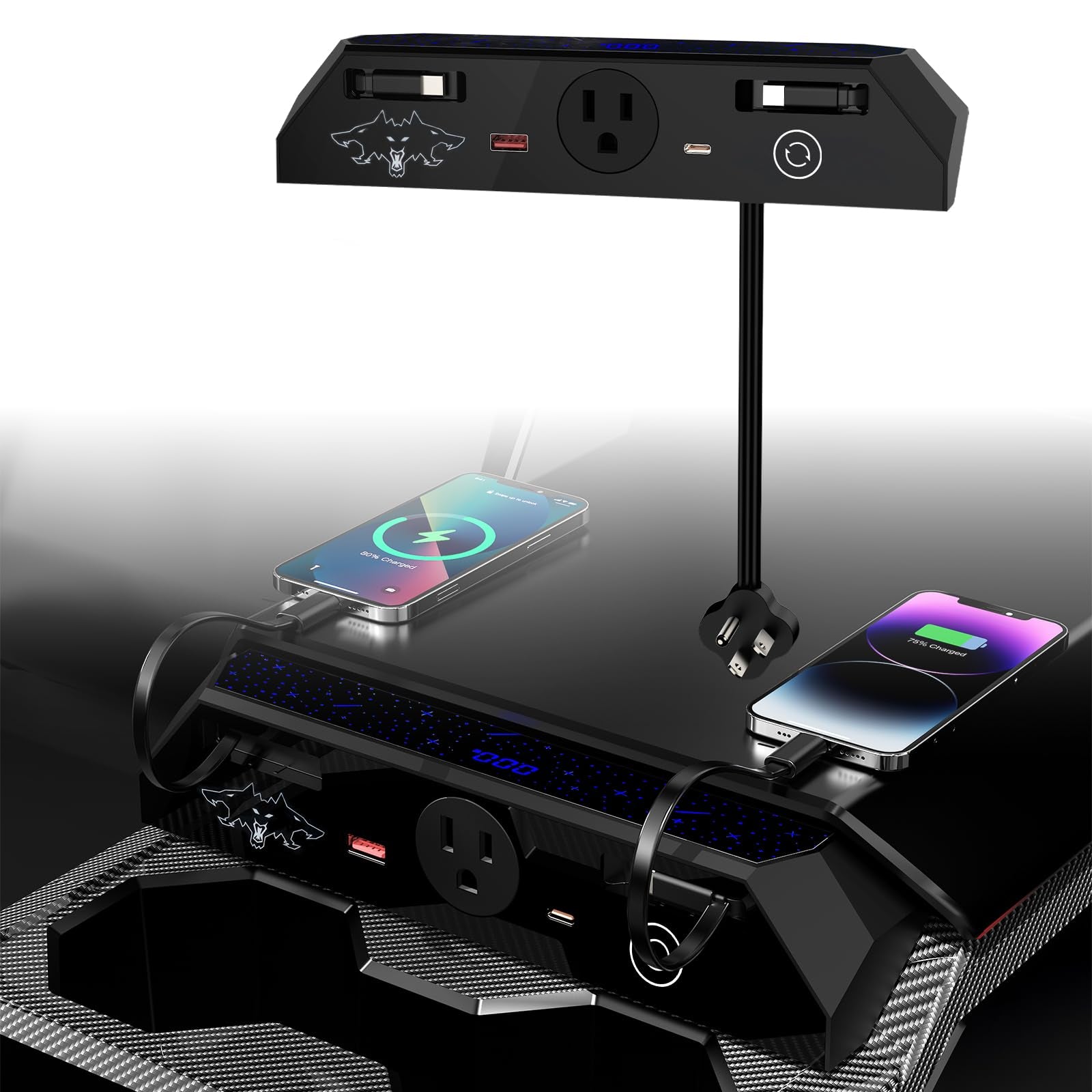 USB Charger Hub for Tesla Cybetruck with 110V AC Outlet & Retractable — OMOTOR