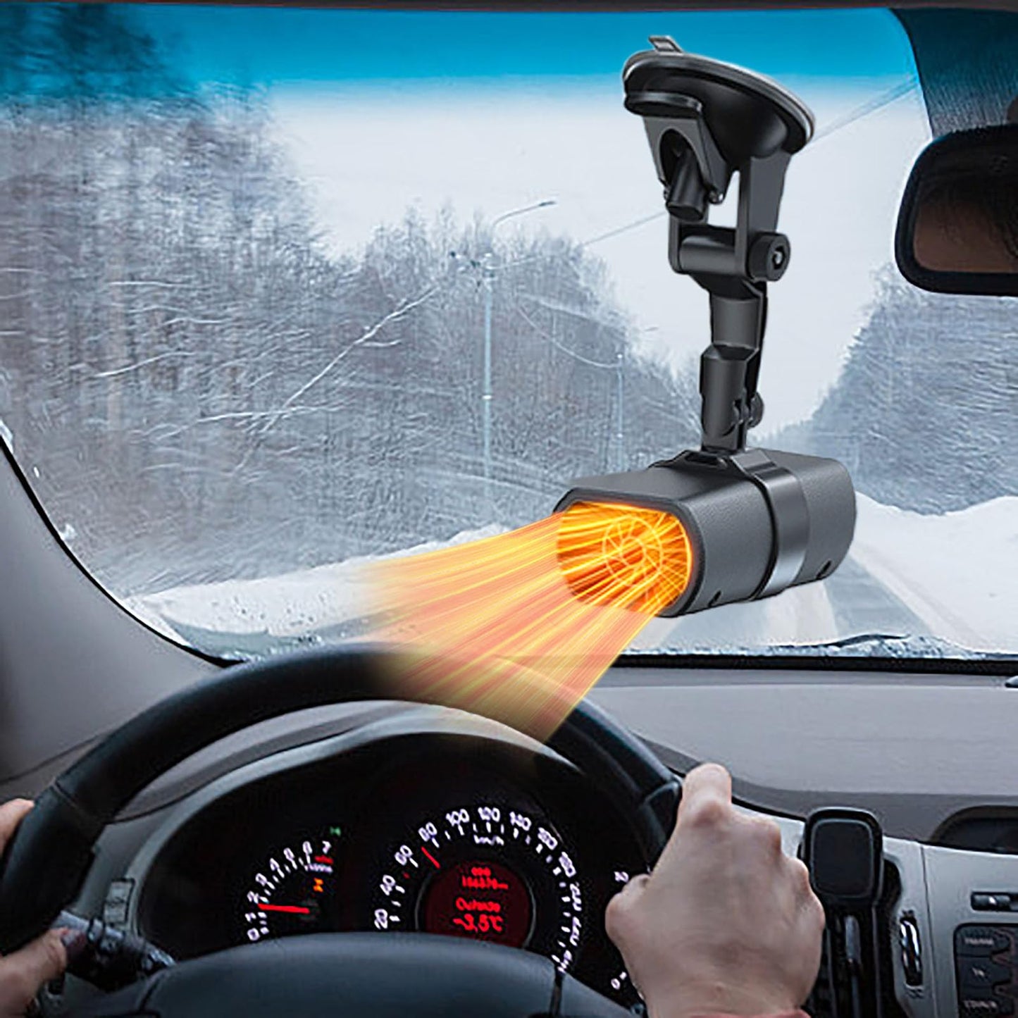 12V New Portable Car Heaters for Vehicle for Winter (black)