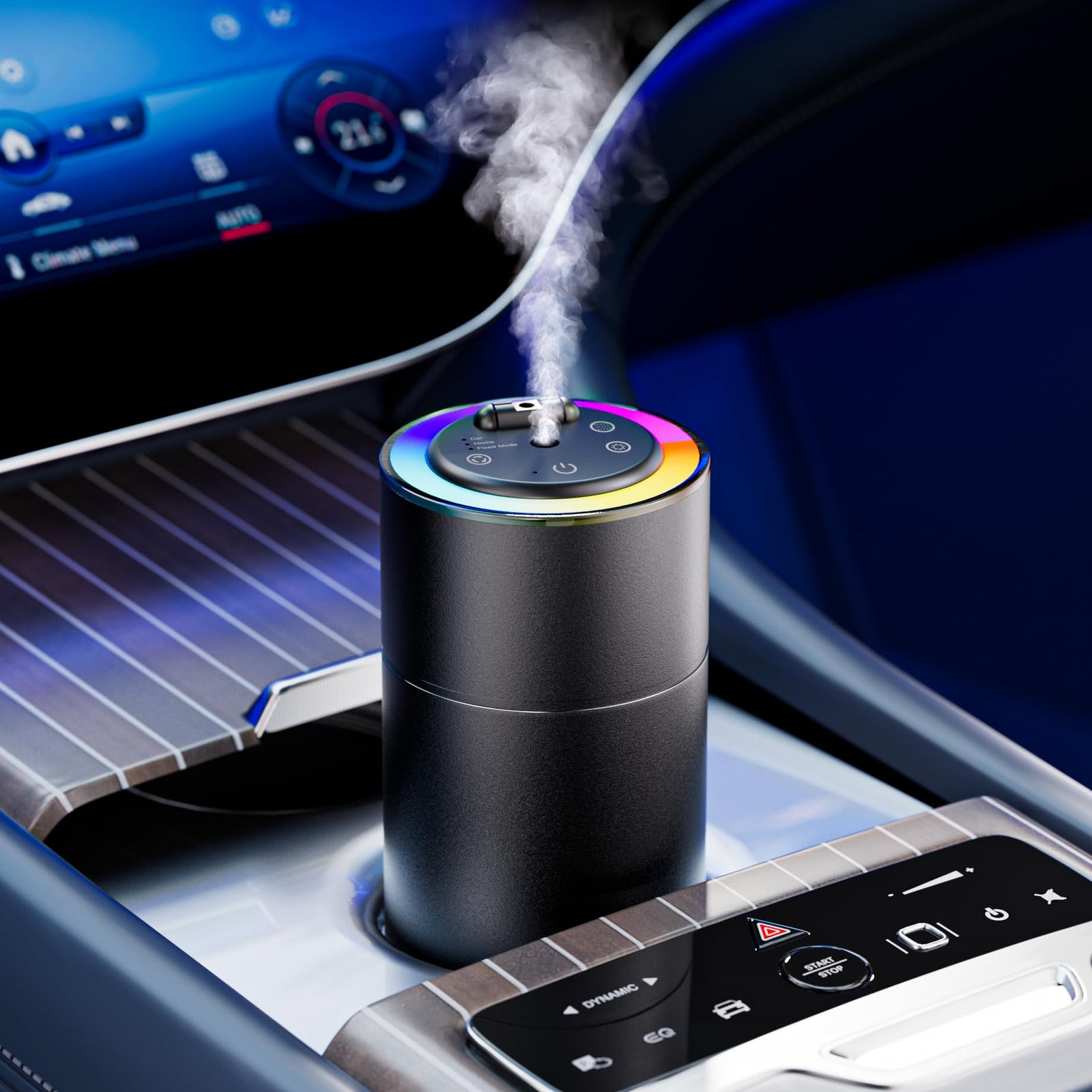 Smart Car Air Freshener,car Diffuser with 150 ML (5oz) Capacity Multi-fragrance,RGB Music Syncing Light, Auto On/Off