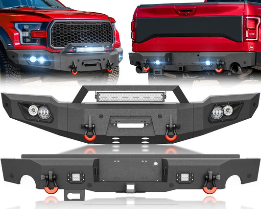 Front & Rear Bumpers Compatible with 2017 - 2020 F150 F-150 F 150 SVT Raptor with LED Lights
