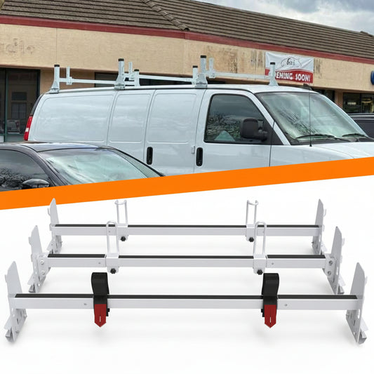 Universal Van Roof Ladder Rack Fit for Chevy Express 1500 2500 3500 Ford Econoline GMC Savana