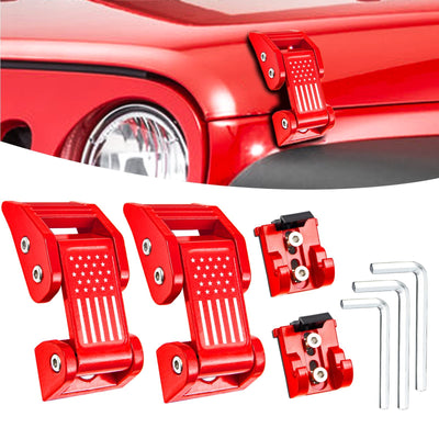 Aluminum Hood Latches Catch Kit Compatiable with Jeep Wrangler JK JKU 2007-2018 Sahara Freedom Sports Rubicon & Jeep Wrangler JL JLU 2018-2025 & Gladiator JT 2020-2025