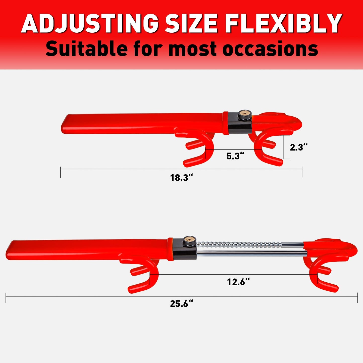 Heavy Duty Steering Wheel Lock Anti-Theft Car Device Security For Cars Trucks Vans and SUVs with 3 Keys - OMOTOR