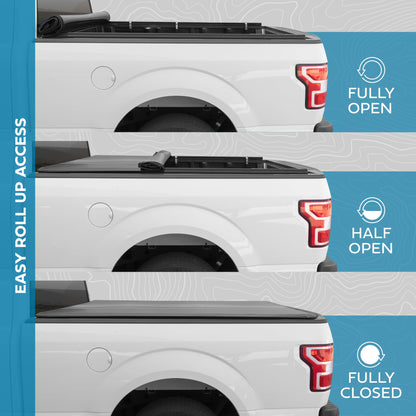 5.5 ft  Soft Roll-Up Truck Tonneau Cover for Ford F-150 2015-2025 - OMOTOR