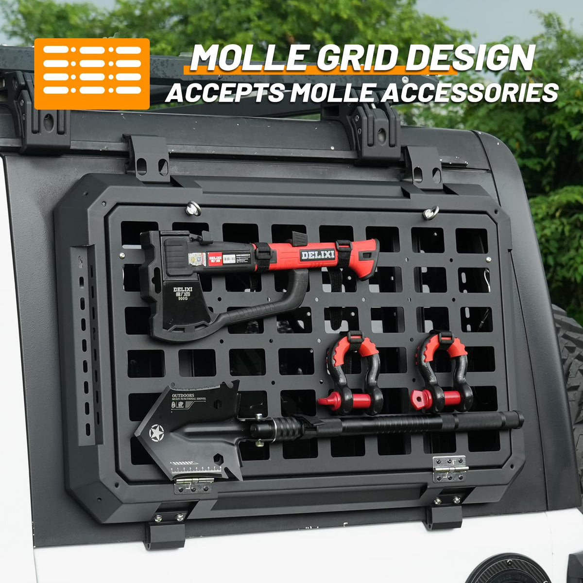 Foldable Rear Window Storage Table Molle Panel Flank Kit for Jeep Wrangler JL 2018-2026  4 Doors