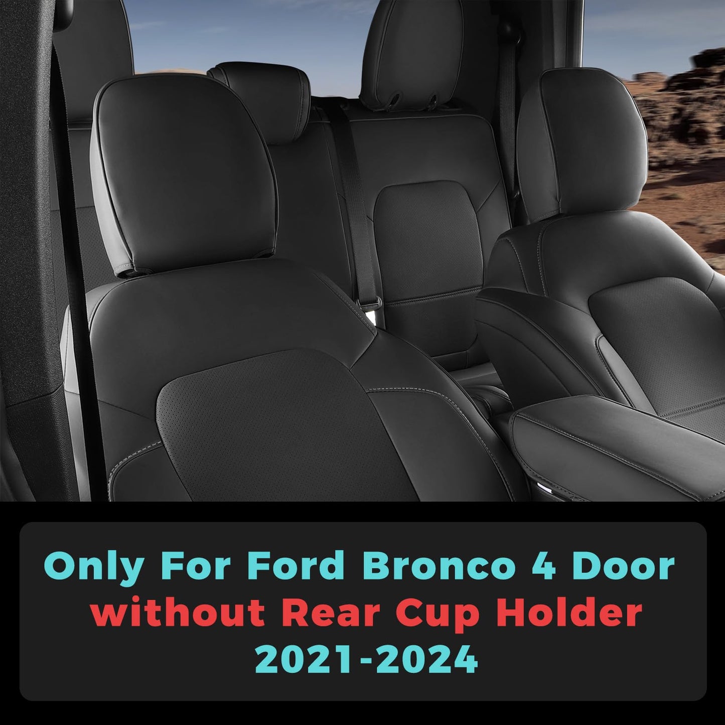 Seat Covers Protector with Backrest and Armrest for Ford Bronco Accessories 2021-2025 4-Door (Black) - OMOTOR