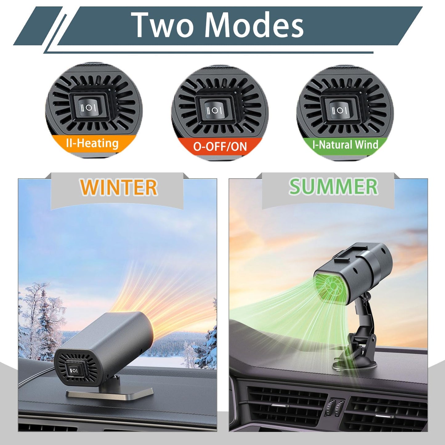 12V New Portable Car Heaters for Vehicle for Winter (black)