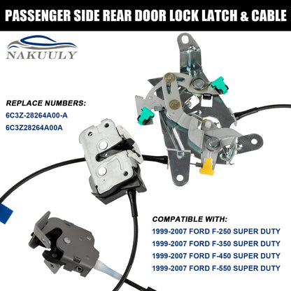 Rear Door Latch Lock Cable Assembly Compatible with F-250 F-350 F-450 F-550
