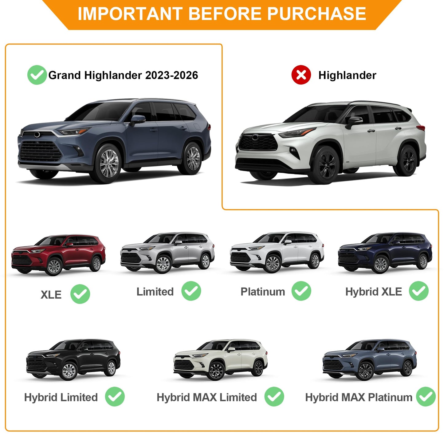 Heavy Duty Upgraded Roof Rack Crossbar Compatible with Toyota Grand Highlander Lexus TX 2024up