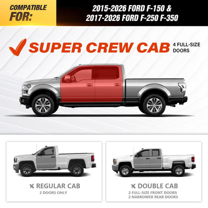 Running Board Side Steps Compatible for 2015-2026 Ford F150 & 2017-2026 Ford F250 F350 Super Duty Crew Cab