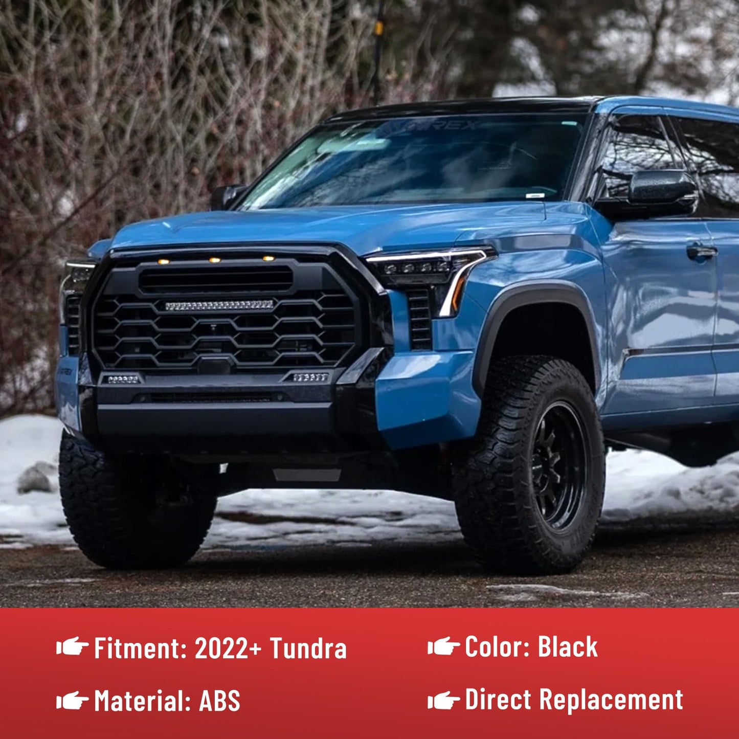 Front Grille with LED Lights and Light Bar Compatible with 2022-2025 Toyota Tundra
