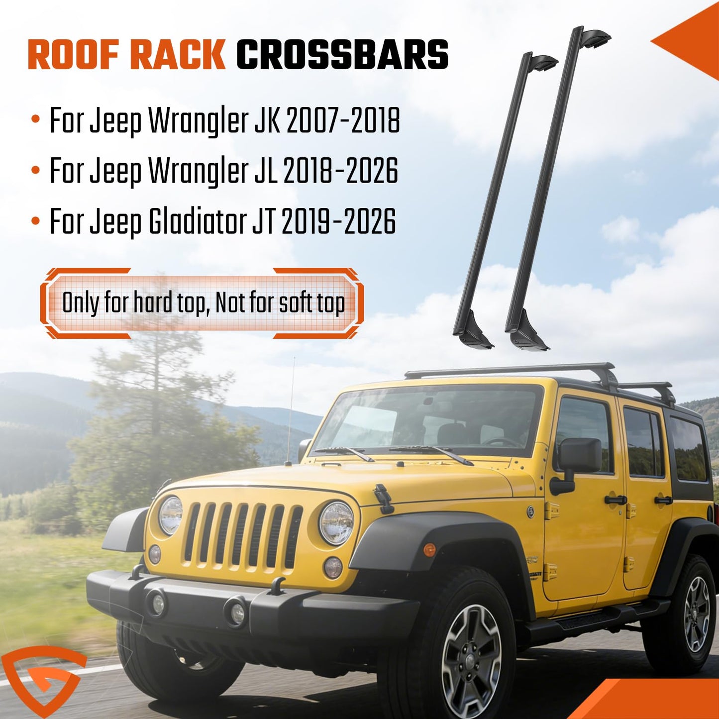 Roof Rack Cross Bars Compatible with Jeep Wrangler JL JK  Gladiator JT 2007-2026 with Anti-Theft Metal Lock, 2 & 4 Door