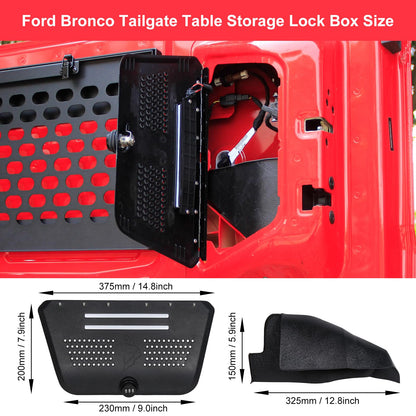 Tailgate Table Storage Lock Box For 21-26 Ford Bronco 2/4 Doors