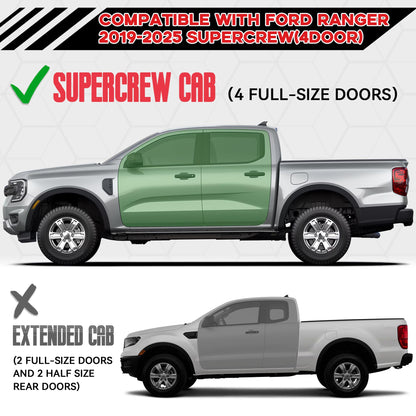 Crew Cab Running Boards Compatible with Ford Ranger 2019-2025 SuperCrew Cab (4 Full Size Doors)