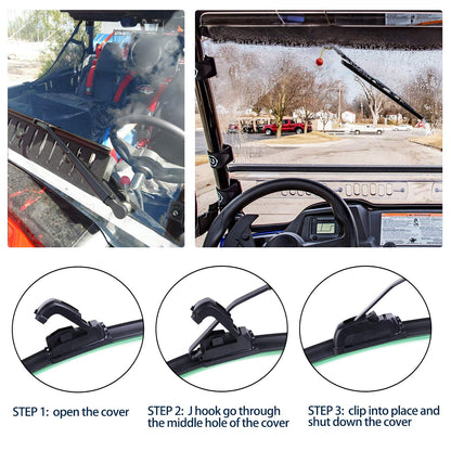 UTV Electric Windshield Wiper Kit Compatible with Polaris Ranger RZR Can Am Kawasaki Honda Pioneer - OMOTOR