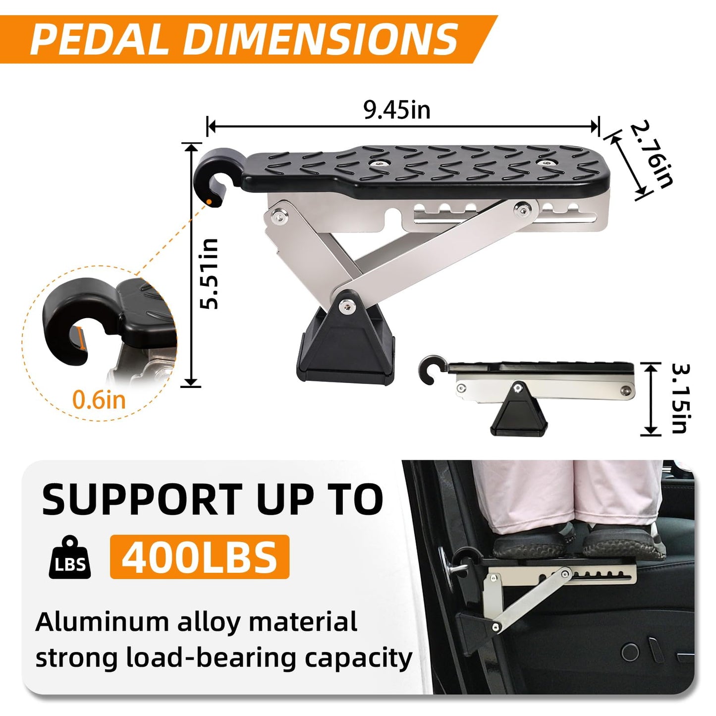 Universal Adjustable Car Door Step For Most Car, SUV, Vehicles