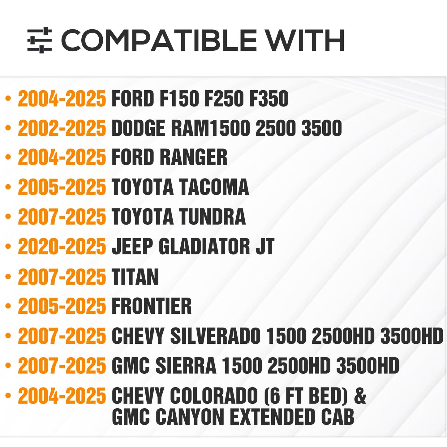 Adjustable 11-13" High Bed Racks Compatible with Tacoma/Ram 1500/ Tundra/Silverado & Sierra 1500/ F150/ Gladiator JT/Titan/Frontier/Canyon/Ranger