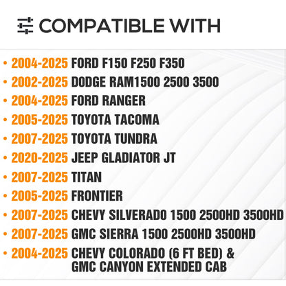 Adjustable 11-13" High Bed Racks Compatible with Tacoma/Ram 1500/ Tundra/Silverado & Sierra 1500/ F150/ Gladiator JT/Titan/Frontier/Canyon/Ranger